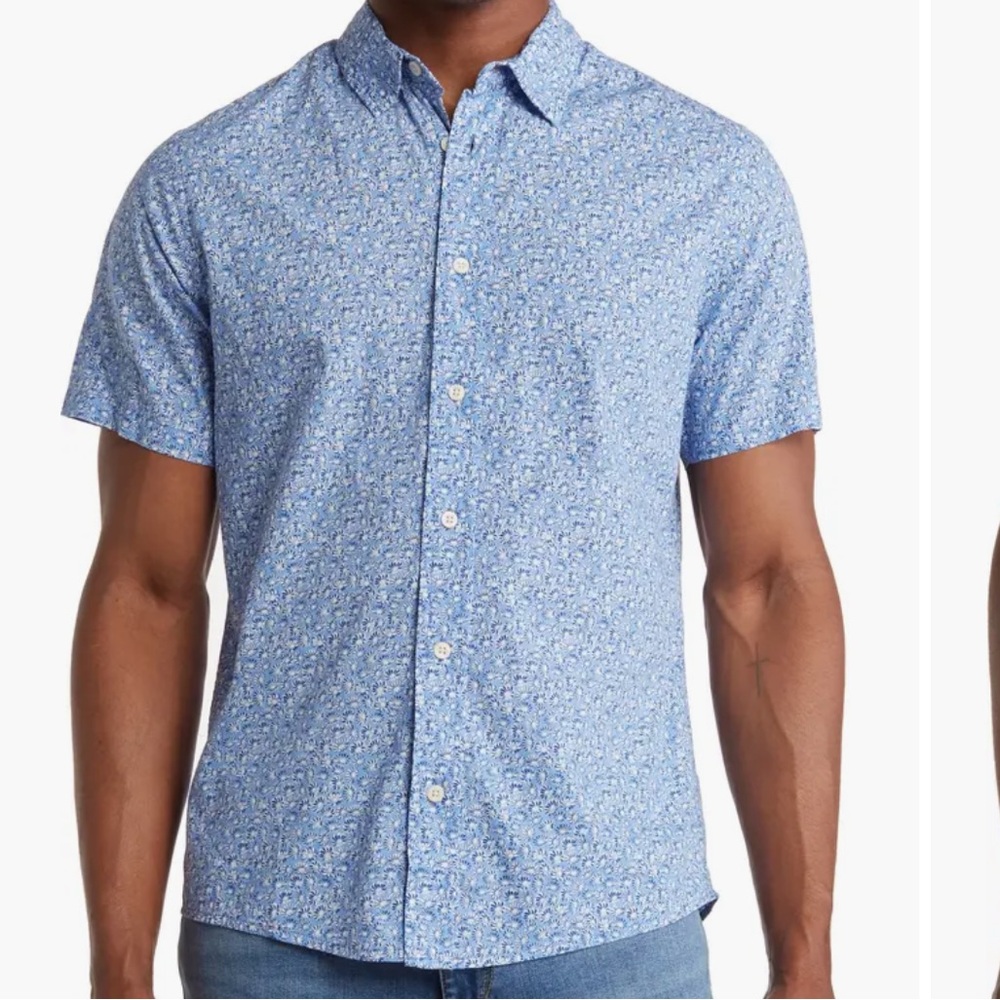 Slate & stone Floral Print Short Sleeve Button-Up Shirt Men's size L